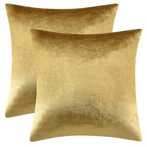 (2) Gold 20” Velvet Throw Pillow Covers
